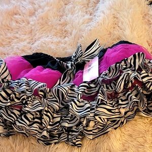 Girls tu yu skirt, fuschia, black and zebra